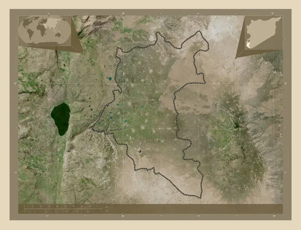 Dar Province Syria High Resolution Satellite Map Corner Auxiliary Location —  Fotos de Stock