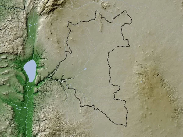 Даръа Провинция Сирии Карта Высот Окрашенная Вики Стиле Озерами Реками — стоковое фото