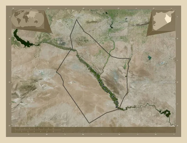 Dayr Zawr Provincia Siria Mapa Satelital Alta Resolución Ubicaciones Las — Foto de Stock