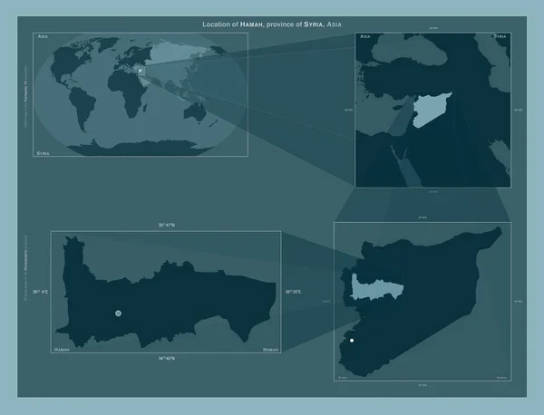 Hamah Province Syria Diagram Showing Location Region Larger Scale Maps — Stock Photo, Image