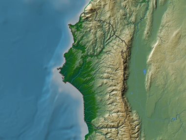 Lattakia, province of Syria. Colored elevation map with lakes and rivers