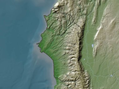 Lattakia, province of Syria. Elevation map colored in wiki style with lakes and rivers