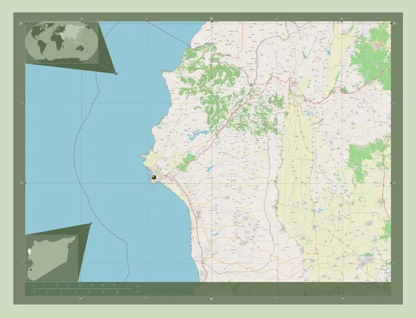 Lattakia Province Syria Open Street Map Corner Auxiliary Location Maps — Stockfoto