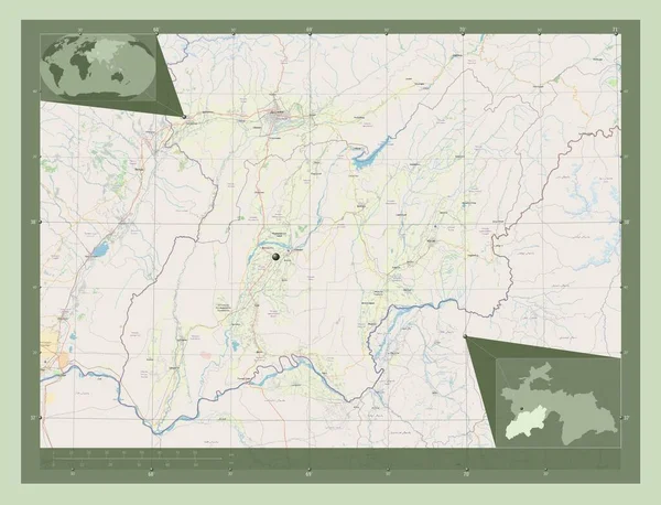 Хатлон Область Таджикистан Карта Улиц Вспомогательные Карты Расположения Углов — стоковое фото