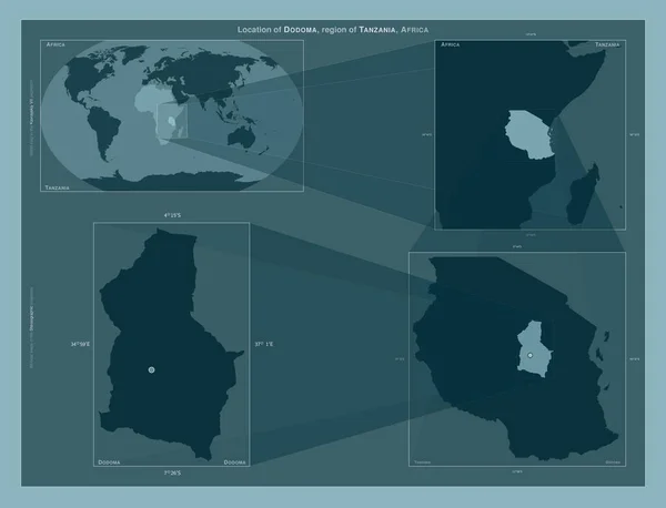 Dodoma Región Tanzania Diagrama Que Muestra Ubicación Región Mapas Gran —  Fotos de Stock