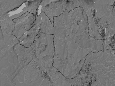 Manyara, region of Tanzania. Bilevel elevation map with lakes and rivers