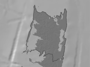Pemba North, region of Tanzania. Bilevel elevation map with lakes and rivers