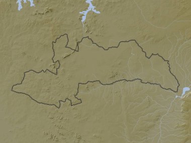 Shinyanga, region of Tanzania. Elevation map colored in wiki style with lakes and rivers