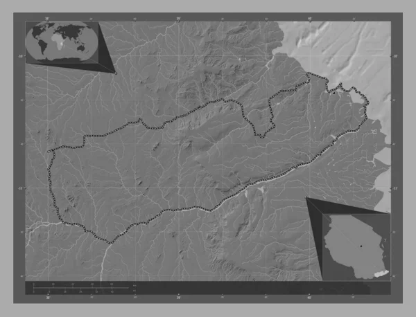 Mtwara Region Tanzania Bilevel Elevation Map Lakes Rivers Corner Auxiliary — ストック写真