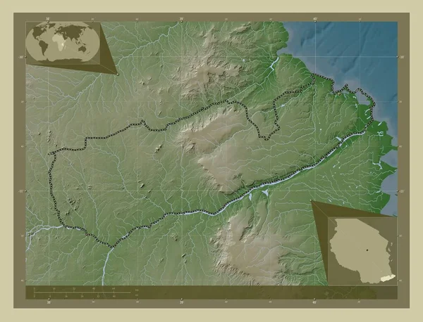 Mtwara Region Tanzania Elevation Map Colored Wiki Style Lakes Rivers — Stok fotoğraf
