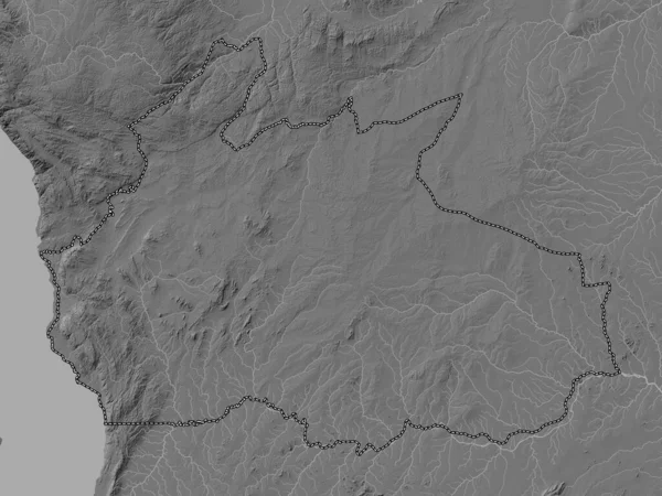 Ruvuma Region Tanzanii Dwupoziomowa Mapa Wysokości Jeziorami Rzekami — Zdjęcie stockowe