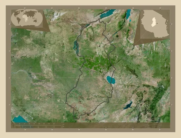 Singida Region Tanzania High Resolution Satellite Map Corner Auxiliary Location — Stock Photo, Image