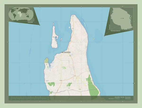Северный Занзибар Регион Танзании Карта Улиц Места Названия Крупных Городов — стоковое фото