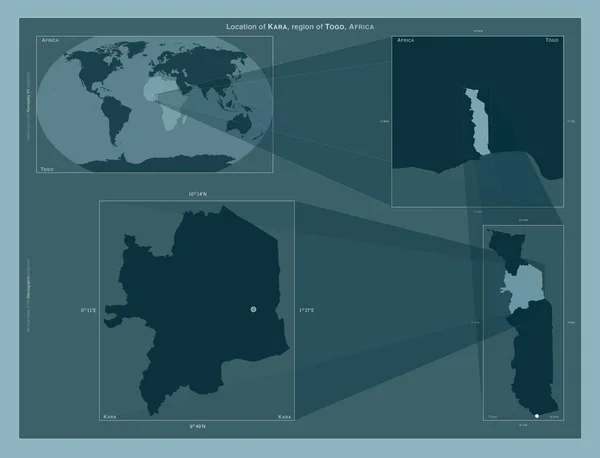 Kara Region Togo Diagram Showing Location Region Larger Scale Maps — Stockfoto