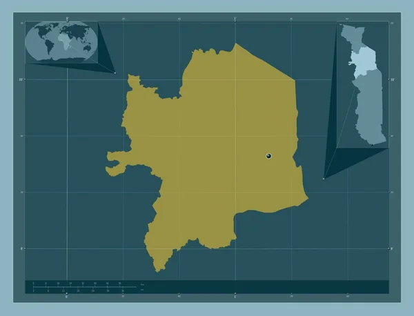 Kara Region Togo Solid Color Shape Corner Auxiliary Location Maps — Stockfoto