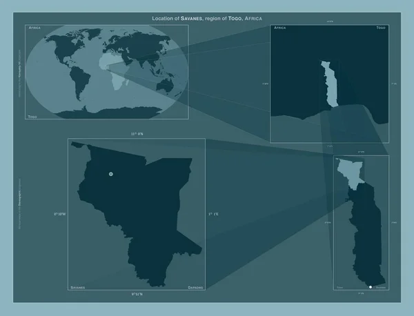 Savanes Region Togo Diagram Showing Location Region Larger Scale Maps — Fotografia de Stock