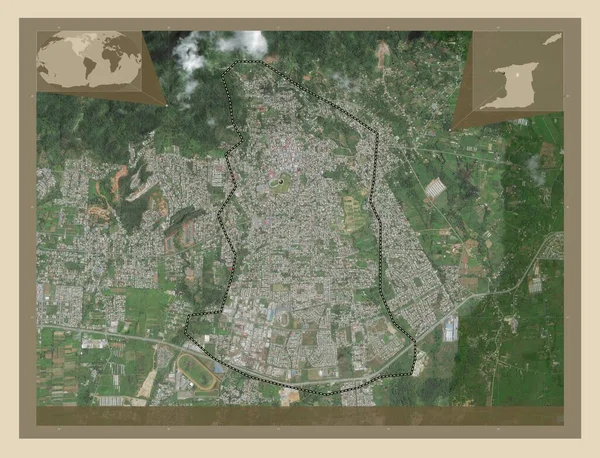 Arima Borough Trinidad Tobago High Resolution Satellite Map Corner Auxiliary — Stock Photo, Image