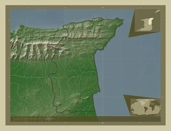 Sangre Grande Περιφέρεια Τρινιντάντ Και Τομπάγκο Υψόμετρο Χάρτη Χρωματισμένο Στυλ — Φωτογραφία Αρχείου