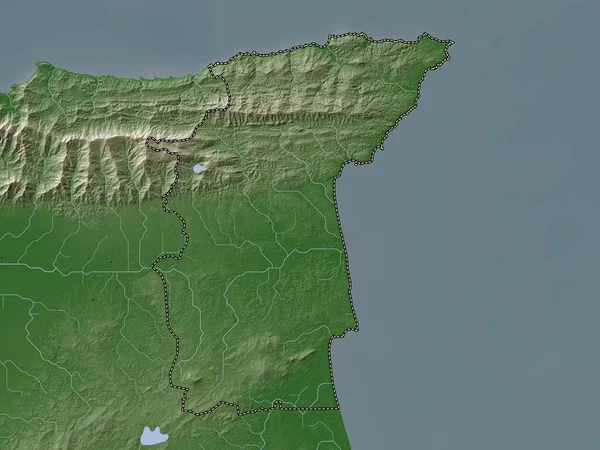 Sangre Grande Region Trinidad Tobago Elevation Map Colored Wiki Style — Stock Photo, Image