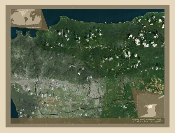 Tunapuna Piarco Region Trinidad Tobago High Resolution Satellite Map Locations — Stock Photo, Image