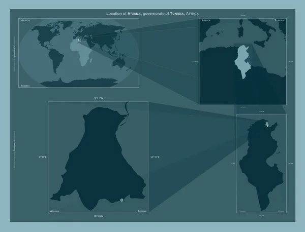 Аріана Губернаторство Туніс Діаграма Показує Розташування Регіону Мапах Великого Масштабу — стокове фото