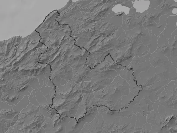 Beja Governorate Tunisia Bilevel Elevation Map Lakes Rivers — Stockfoto