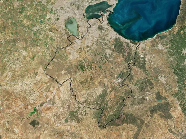 Ben Arous Governorate Tunisia Low Resolution Satellite Map — Stock Photo, Image