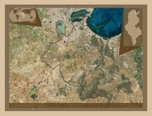 Ben Arous Governorate Tunisia Low Resolution Satellite Map Locations Major — Stock Photo, Image