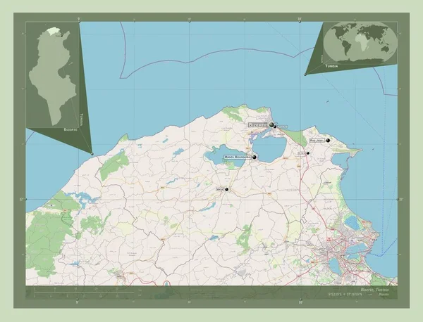 Bizerte Provincia Túnez Open Street Map Ubicaciones Nombres Las Principales — Foto de Stock