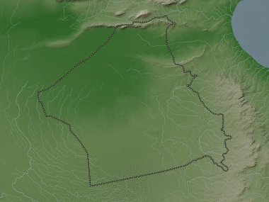 Kebili, governorate of Tunisia. Elevation map colored in wiki style with lakes and rivers