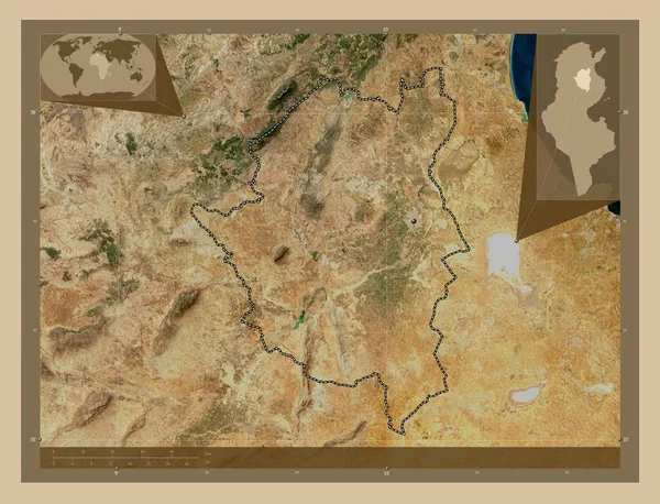 Kairouan Governorate Tunisia Low Resolution Satellite Map Locations Major Cities —  Fotos de Stock