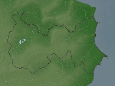 Mahdia, governorate of Tunisia. Elevation map colored in wiki style with lakes and rivers