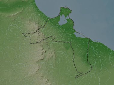 Medenine, governorate of Tunisia. Elevation map colored in wiki style with lakes and rivers