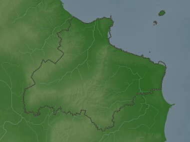 Monastir, governorate of Tunisia. Elevation map colored in wiki style with lakes and rivers