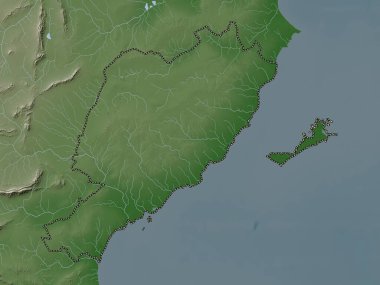 Sfax, governorate of Tunisia. Elevation map colored in wiki style with lakes and rivers