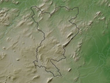 Siliana, governorate of Tunisia. Elevation map colored in wiki style with lakes and rivers