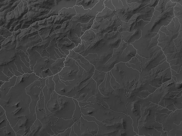 Kef Province Tunisia 带有湖泊和河流的灰度高程图 — 图库照片