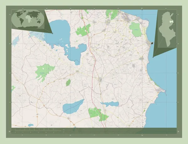 Махдия Провинция Тунис Карта Улиц Вспомогательные Карты Расположения Углов — стоковое фото