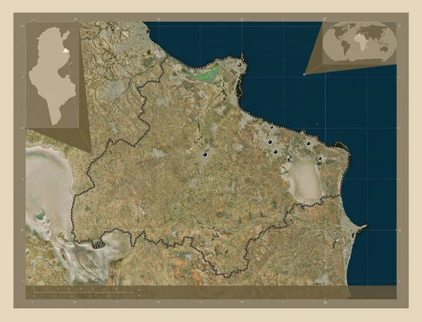 Монастір Провінція Туніс Супутникова Карта Високої Роздільної Здатності Розташування Великих — стокове фото