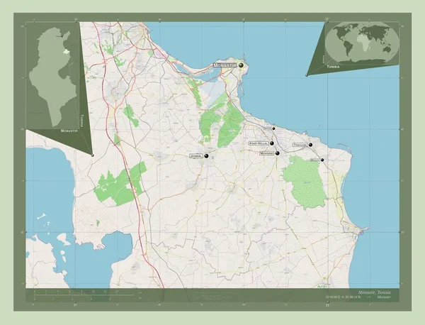 Монастір Провінція Туніс Відкрита Карта Вулиць Місця Розташування Назви Великих — стокове фото