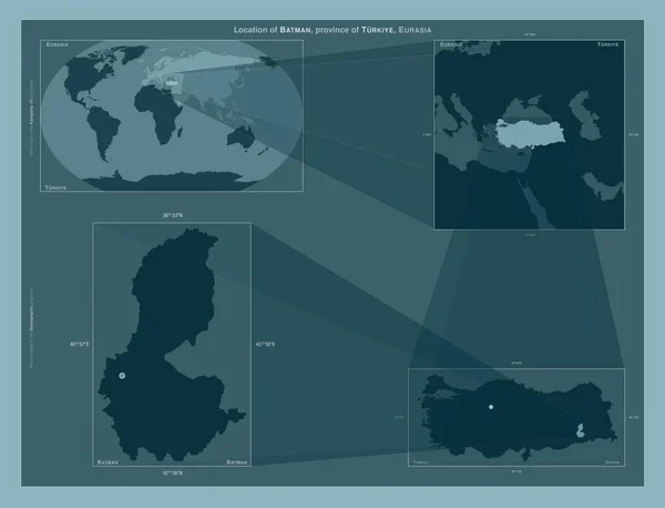 Batman Province Turkiye Diagram Showing Location Region Larger Scale Maps — Stok fotoğraf