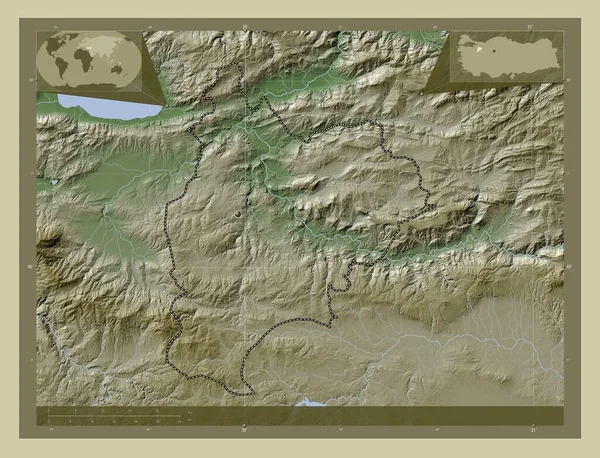 Bilecik Province Turkiye Elevation Map Colored Wiki Style Lakes Rivers — Zdjęcie stockowe