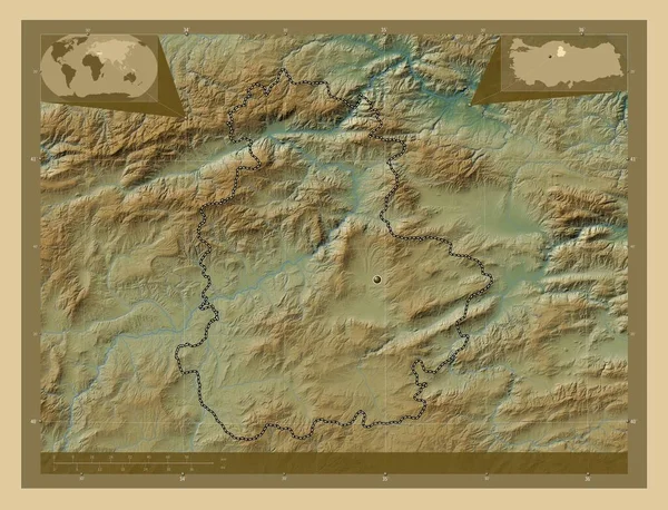 Corume Provincie Turkiye Barevná Mapa Jezery Řekami Pomocné Mapy Polohy — Stock fotografie