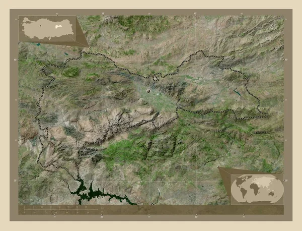 トルキエ県エルジンカン県 高解像度衛星地図 コーナー補助位置図 — ストック写真
