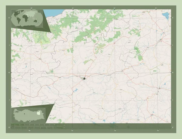 Эрзурум Провинция Турция Карта Улиц Вспомогательные Карты Расположения Углов — стоковое фото