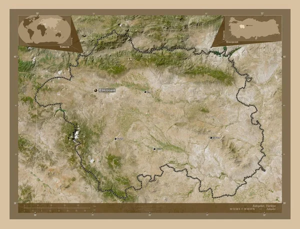 Eskisehir Provincia Turkiye Mapa Satelital Baja Resolución Ubicaciones Nombres Las — Foto de Stock
