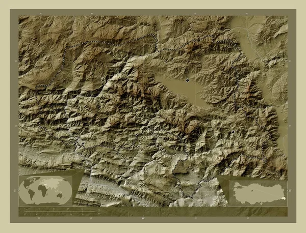 Hakkari Province Turkiye Elevation Map Colored Wiki Style Lakes Rivers — Stockfoto