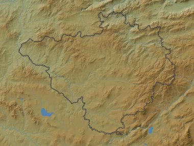 Yozgat, province of Turkiye. Colored elevation map with lakes and rivers