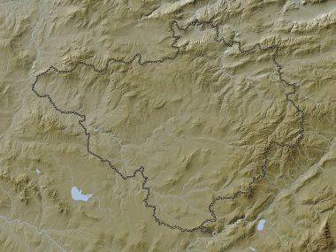 Yozgat, province of Turkiye. Elevation map colored in wiki style with lakes and rivers