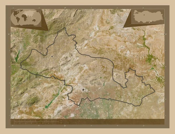 Kilis Provincia Turkiye Mapa Satelital Baja Resolución Ubicaciones Las Principales — Foto de Stock